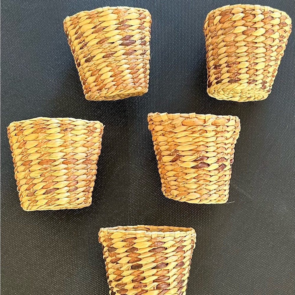 Small Boho woven planter baskets set of 5